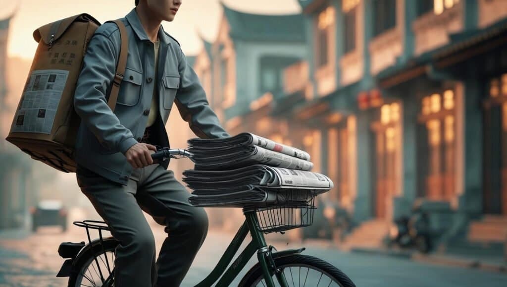 A newspaper delivered to the door