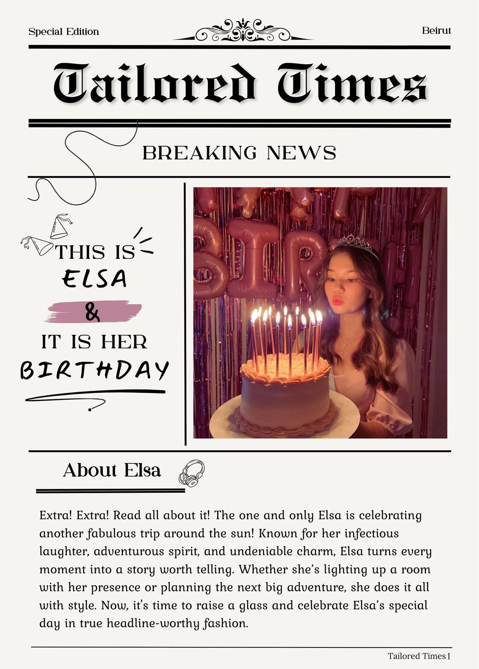 Birthday 1 template front page