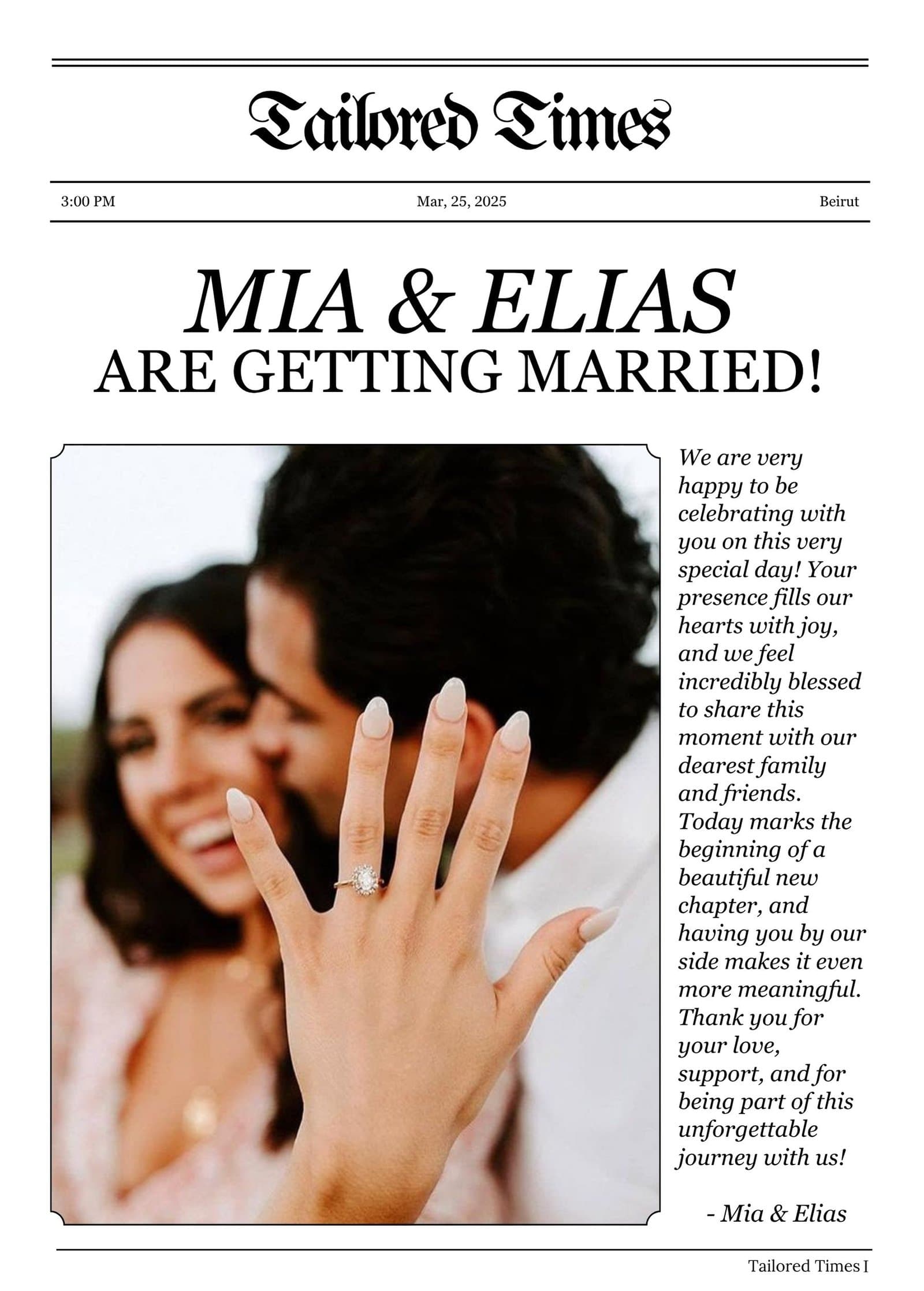Wedding 1 template front page