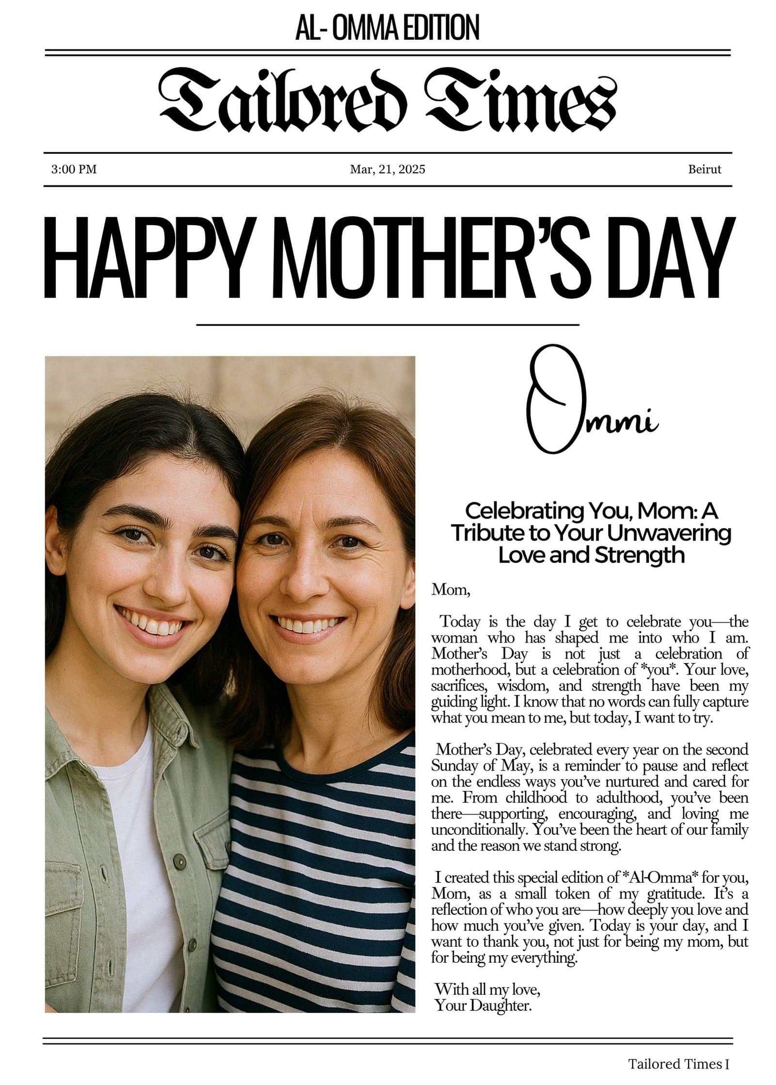 Mother's/Father's Day template front page